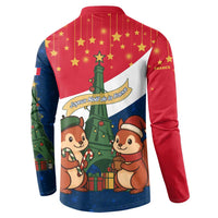 France Christmas Button Sweatshirt with Eiffel Tower Chipmunks Candy Canes and Starry Night Design - Wonder Print Shop