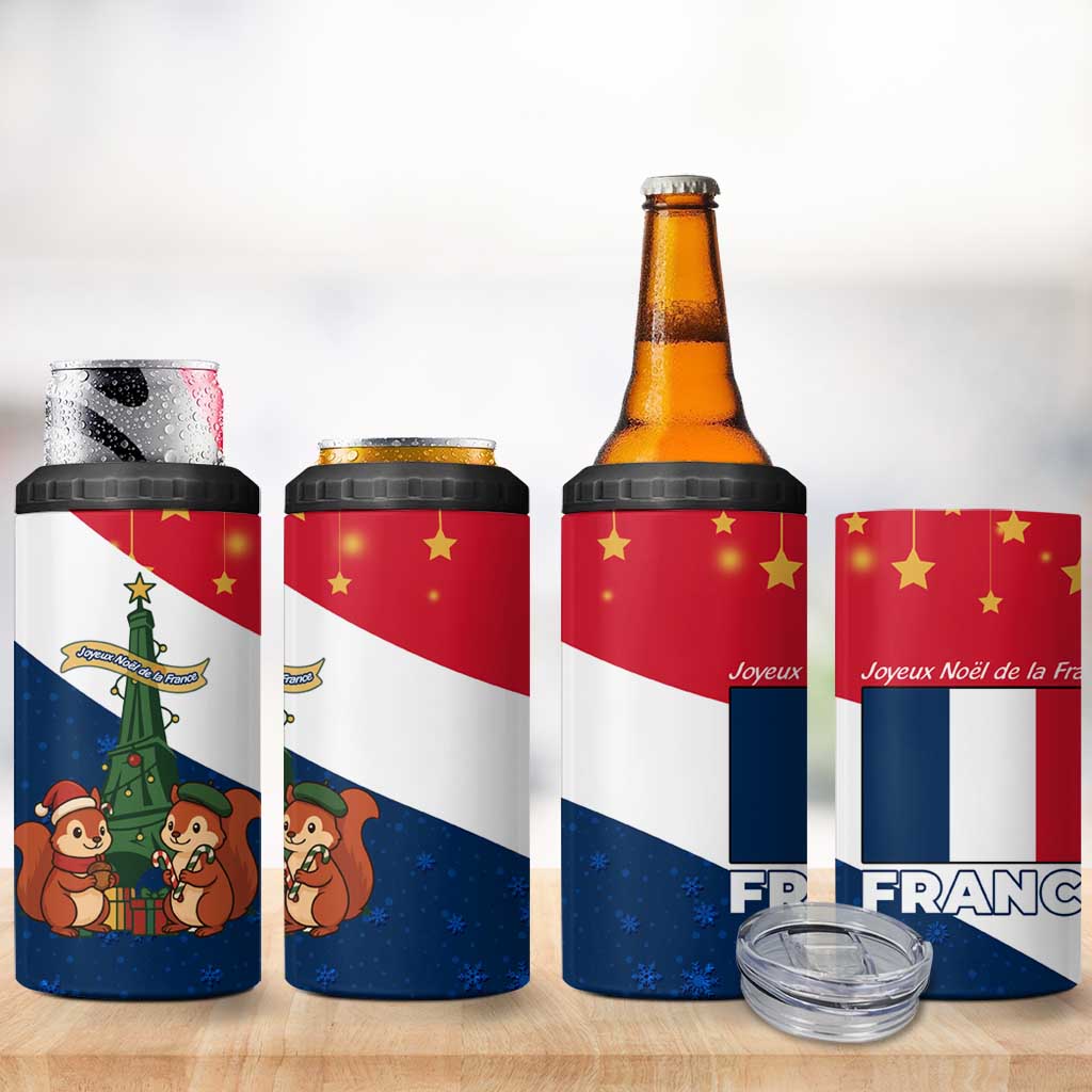 France Christmas 4 in 1 Can Cooler Tumbler with Eiffel Tower Chipmunks Candy Canes and Starry Night Design - Wonder Print Shop