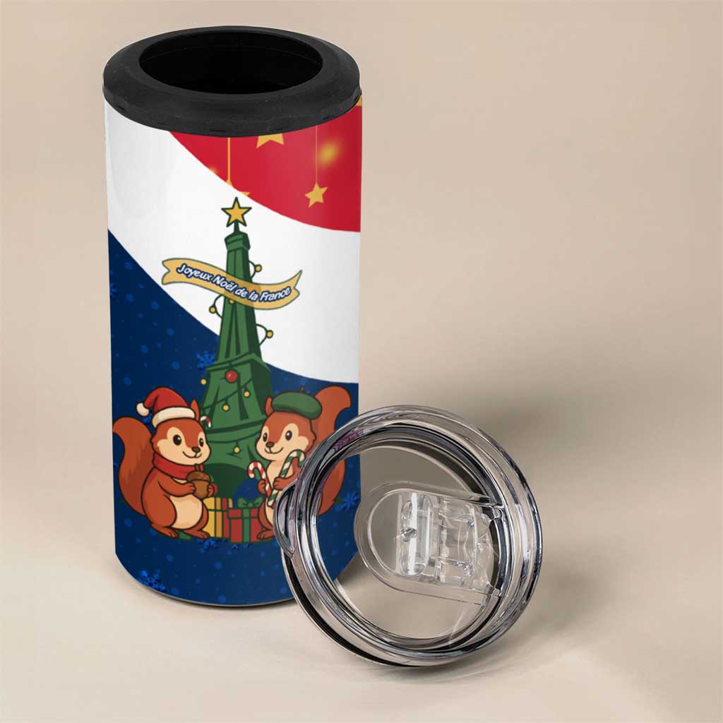 France Christmas 4 in 1 Can Cooler Tumbler with Eiffel Tower Chipmunks Candy Canes and Starry Night Design - Wonder Print Shop