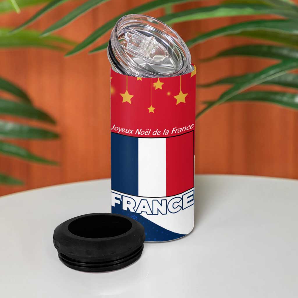 France Christmas 4 in 1 Can Cooler Tumbler with Eiffel Tower Chipmunks Candy Canes and Starry Night Design - Wonder Print Shop