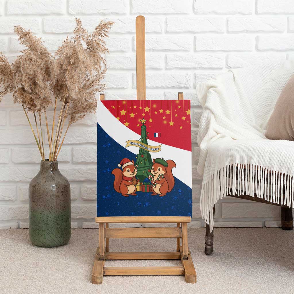 France Christmas Canvas Wall Art with Eiffel Tower Chipmunks Candy Canes and Starry Night Design - Wonder Print Shop