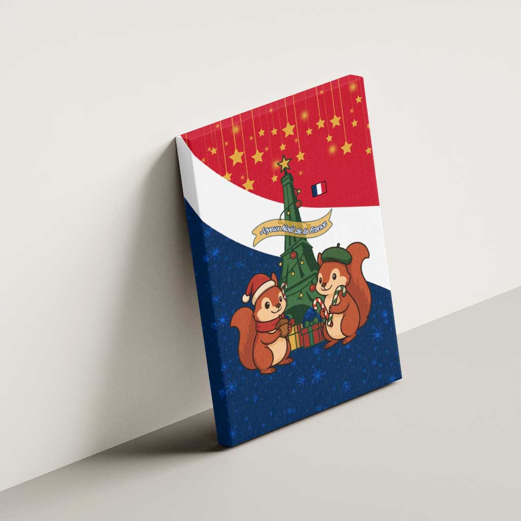 France Christmas Canvas Wall Art with Eiffel Tower Chipmunks Candy Canes and Starry Night Design - Wonder Print Shop