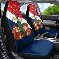 France Christmas Car Seat Cover with Eiffel Tower Chipmunks Candy Canes and Starry Night Design - Wonder Print Shop