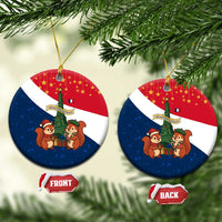 France Christmas Ceramic Ornament with Eiffel Tower Chipmunks Candy Canes and Starry Night Design - Wonder Print Shop