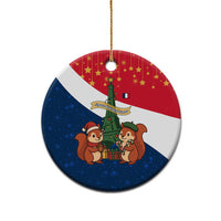 France Christmas Ceramic Ornament with Eiffel Tower Chipmunks Candy Canes and Starry Night Design - Wonder Print Shop