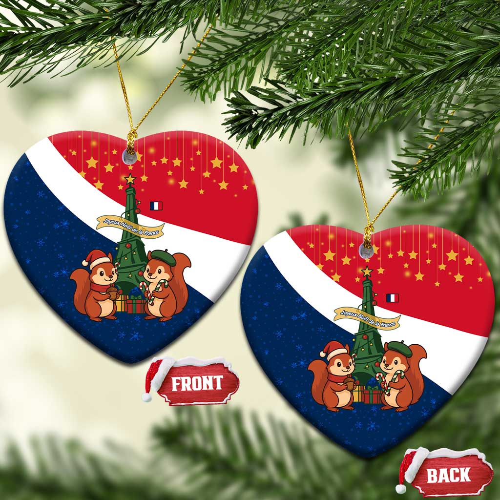 France Christmas Ceramic Ornament with Eiffel Tower Chipmunks Candy Canes and Starry Night Design - Wonder Print Shop