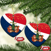 France Christmas Ceramic Ornament with Eiffel Tower Chipmunks Candy Canes and Starry Night Design - Wonder Print Shop
