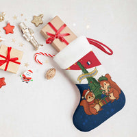 France Christmas Stocking with Eiffel Tower Chipmunks Candy Canes and Starry Night Design - Wonder Print Shop