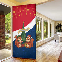 France Christmas Door Cover with Eiffel Tower Chipmunks Candy Canes and Starry Night Design - Wonder Print Shop