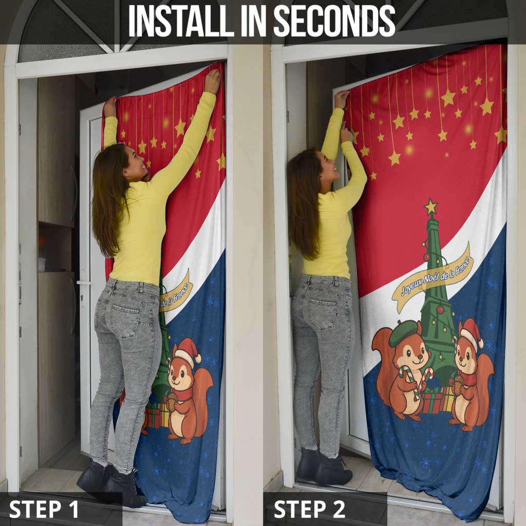 France Christmas Door Cover with Eiffel Tower Chipmunks Candy Canes and Starry Night Design - Wonder Print Shop