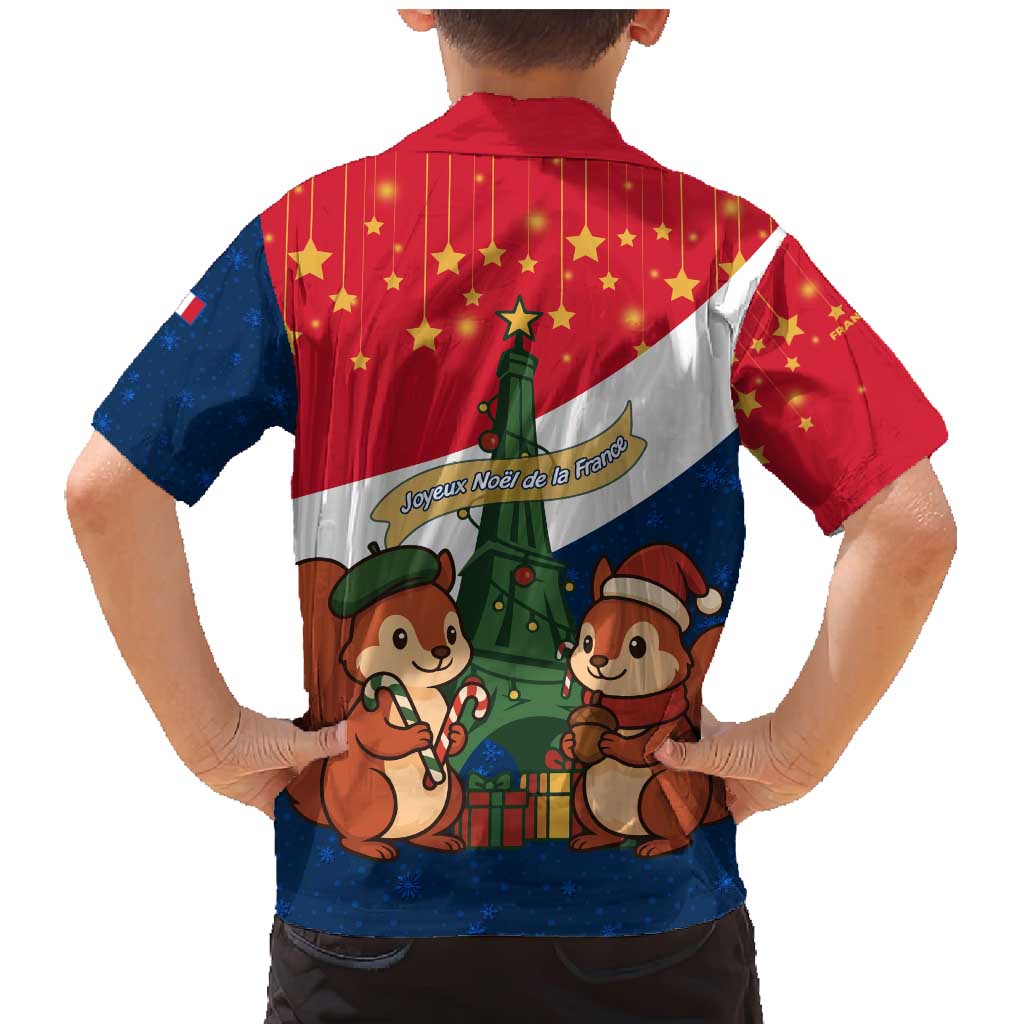 France Christmas Family Matching Mermaid Dress and Hawaiian Shirt with Eiffel Tower Chipmunks Candy Canes and Starry Night Design - Wonder Print Shop