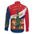 France Christmas Family Matching Off The Shoulder Long Sleeve Dress and Hawaiian Shirt with Eiffel Tower Chipmunks Candy Canes and Starry Night Design - Wonder Print Shop
