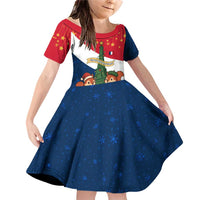 France Christmas Family Matching Off Shoulder Short Dress and Hawaiian Shirt with Eiffel Tower Chipmunks Candy Canes and Starry Night Design - Wonder Print Shop