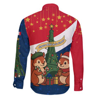 France Christmas Family Matching Puletasi and Hawaiian Shirt with Eiffel Tower Chipmunks Candy Canes and Starry Night Design - Wonder Print Shop
