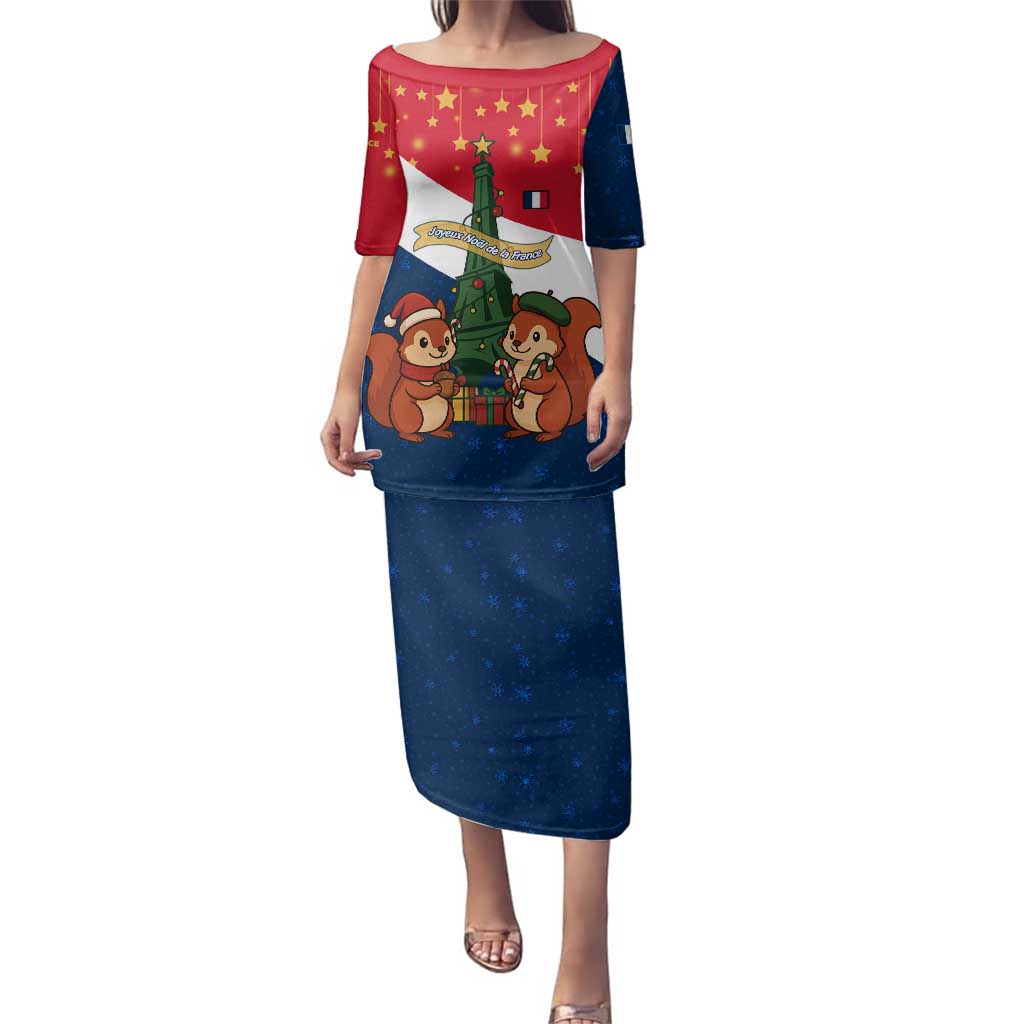 France Christmas Family Matching Puletasi and Hawaiian Shirt with Eiffel Tower Chipmunks Candy Canes and Starry Night Design - Wonder Print Shop