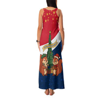 France Christmas Family Matching Tank Maxi Dress and Hawaiian Shirt with Eiffel Tower Chipmunks Candy Canes and Starry Night Design - Wonder Print Shop
