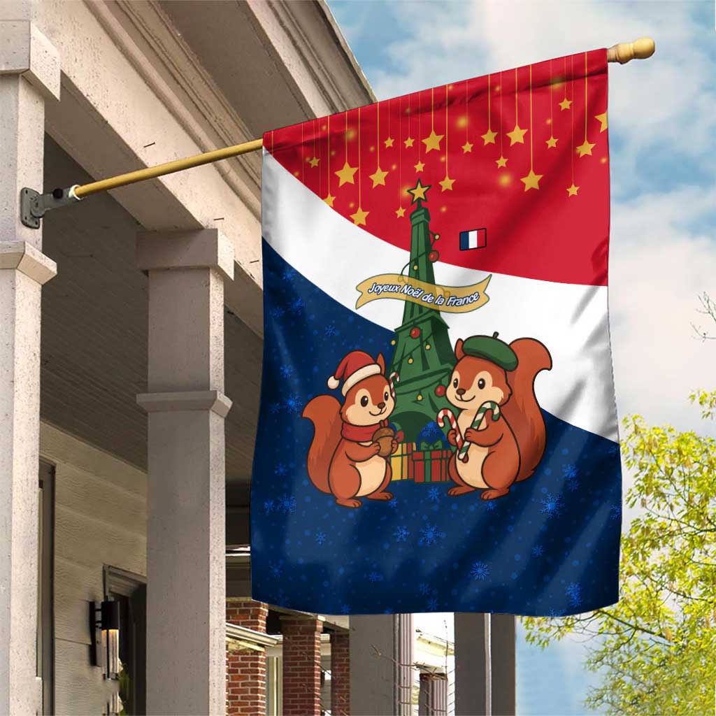 France Christmas Garden Flag with Eiffel Tower Chipmunks Candy Canes and Starry Night Design - Wonder Print Shop