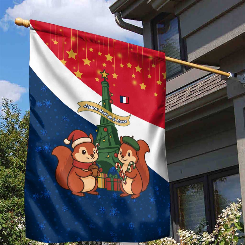 France Christmas Garden Flag with Eiffel Tower Chipmunks Candy Canes and Starry Night Design - Wonder Print Shop
