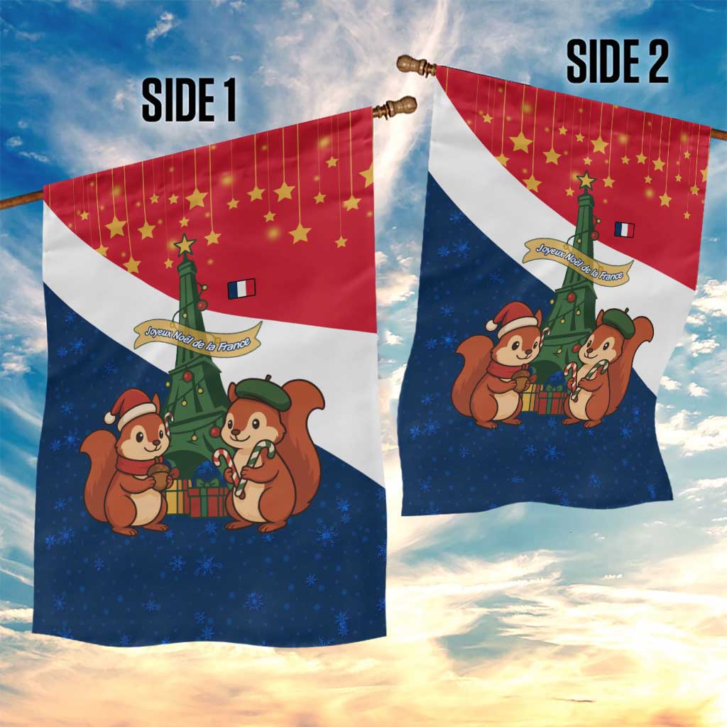 France Christmas Garden Flag with Eiffel Tower Chipmunks Candy Canes and Starry Night Design - Wonder Print Shop