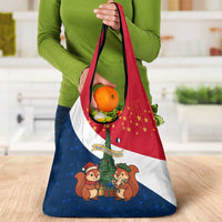 France Christmas Grocery Bag with Eiffel Tower Chipmunks Candy Canes and Starry Night Design - Wonder Print Shop