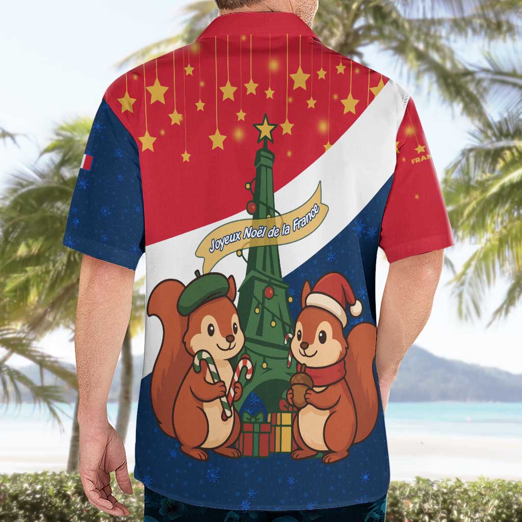 France Christmas Hawaiian Shirt with Eiffel Tower Chipmunks Candy Canes and Starry Night Design - Wonder Print Shop
