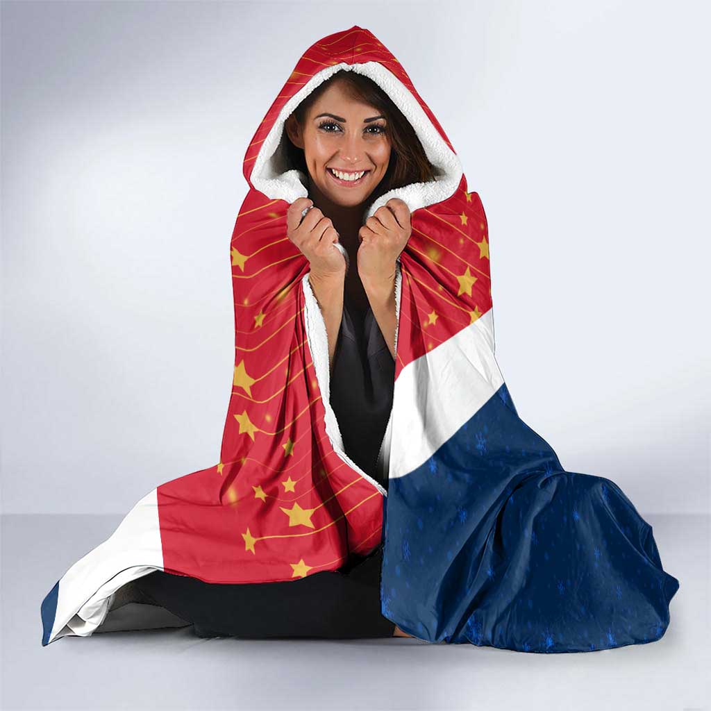 France Christmas Hooded Blanket with Eiffel Tower Chipmunks Candy Canes and Starry Night Design - Wonder Print Shop