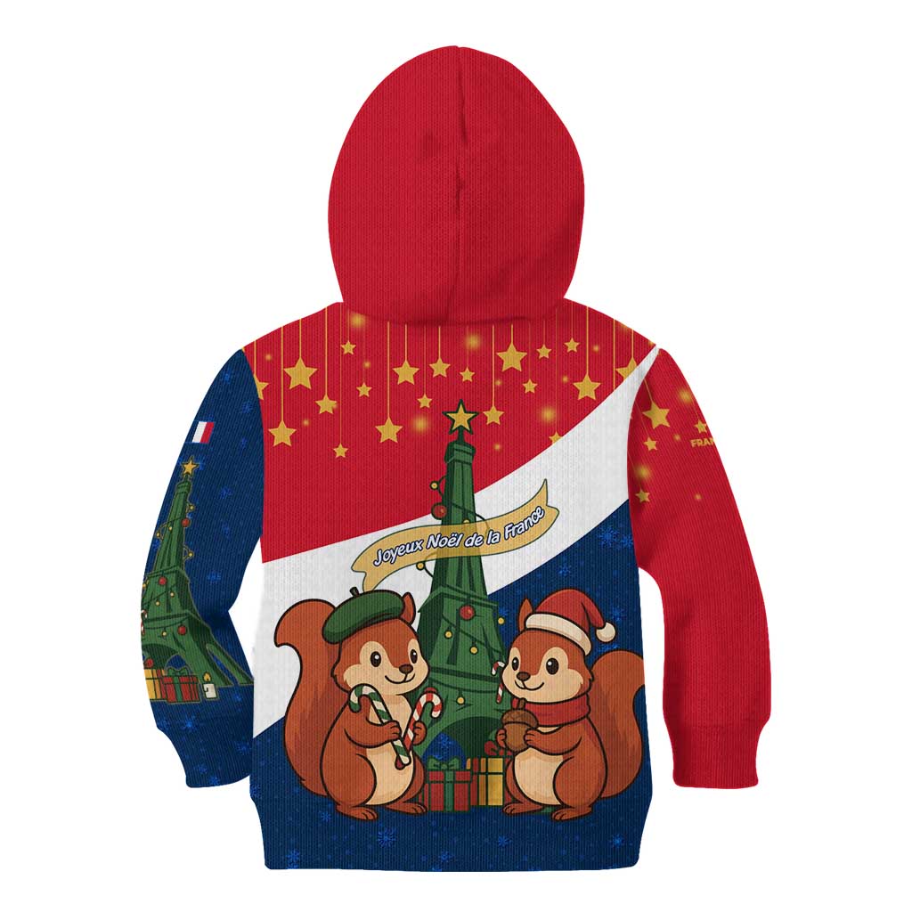 France Christmas Kid Hoodie with Eiffel Tower Chipmunks Candy Canes and Starry Night Design - Wonder Print Shop