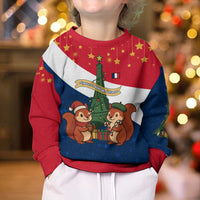 France Christmas Kid Ugly Christmas Sweater with Eiffel Tower Chipmunks Candy Canes and Starry Night Design - Wonder Print Shop