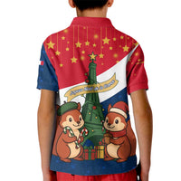 France Christmas Kid Polo Shirt with Eiffel Tower Chipmunks Candy Canes and Starry Night Design - Wonder Print Shop