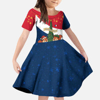France Christmas Kid Short Sleeve Dress with Eiffel Tower Chipmunks Candy Canes and Starry Night Design - Wonder Print Shop