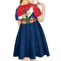 France Christmas Kid Short Sleeve Dress with Eiffel Tower Chipmunks Candy Canes and Starry Night Design - Wonder Print Shop