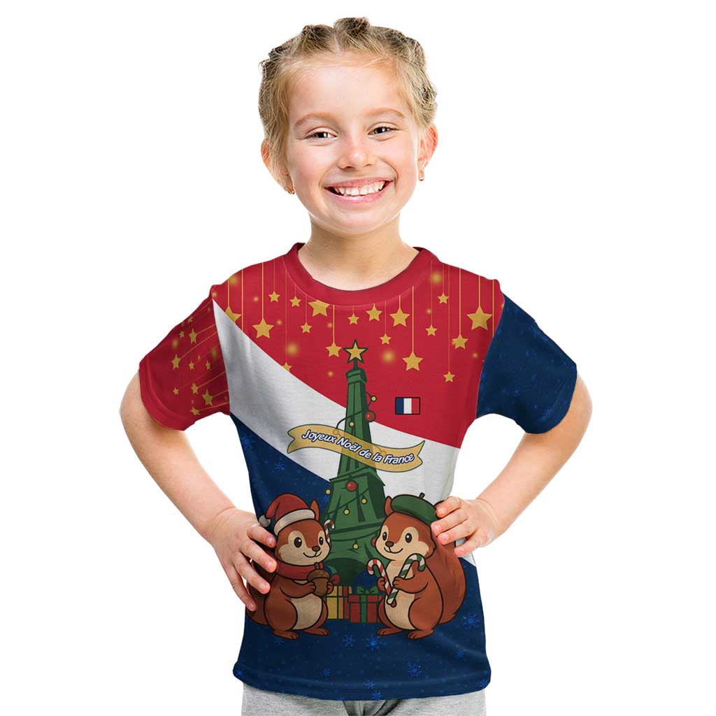 France Christmas Kid T Shirt with Eiffel Tower Chipmunks Candy Canes and Starry Night Design - Wonder Print Shop
