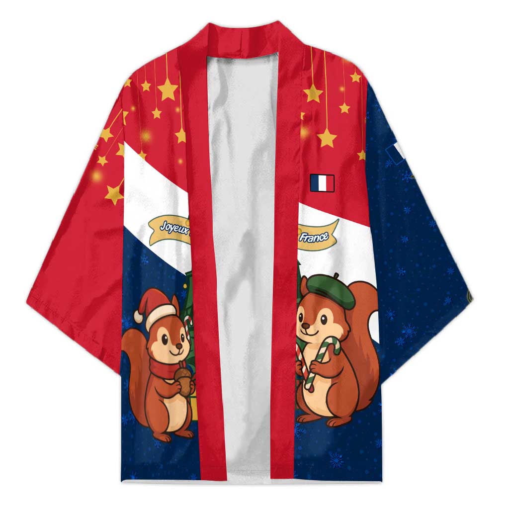 France Christmas Kimono with Eiffel Tower Chipmunks Candy Canes and Starry Night Design - Wonder Print Shop