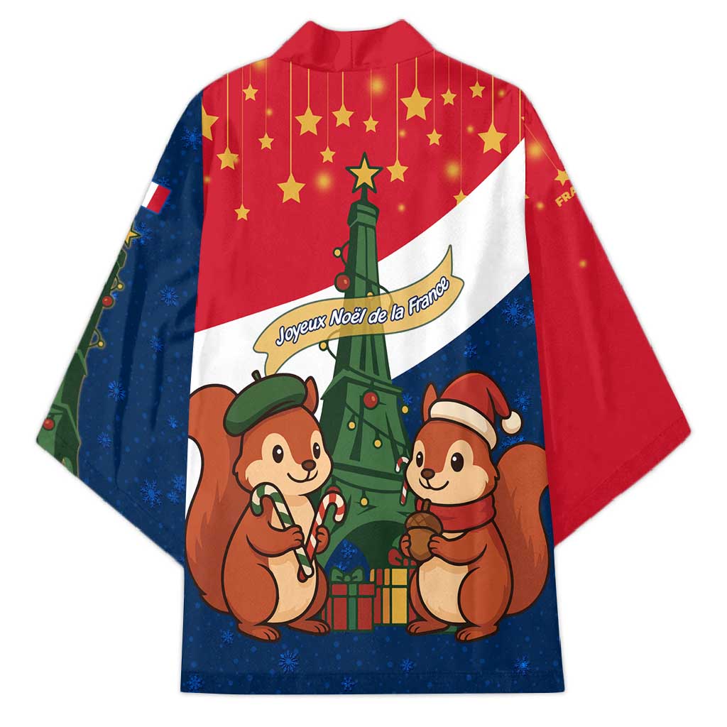France Christmas Kimono with Eiffel Tower Chipmunks Candy Canes and Starry Night Design - Wonder Print Shop