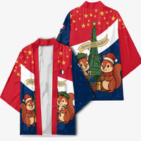 France Christmas Kimono with Eiffel Tower Chipmunks Candy Canes and Starry Night Design - Wonder Print Shop