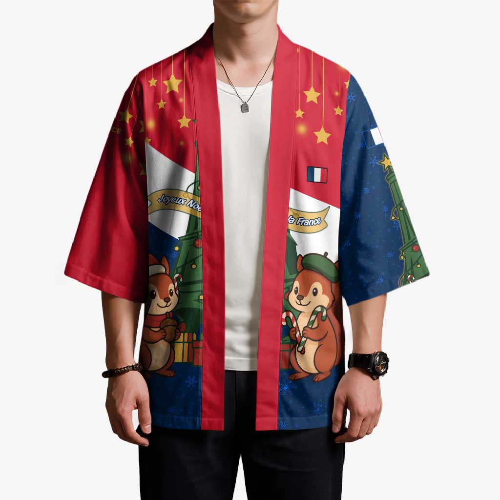 France Christmas Kimono with Eiffel Tower Chipmunks Candy Canes and Starry Night Design - Wonder Print Shop