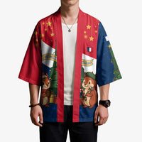 France Christmas Kimono with Eiffel Tower Chipmunks Candy Canes and Starry Night Design - Wonder Print Shop
