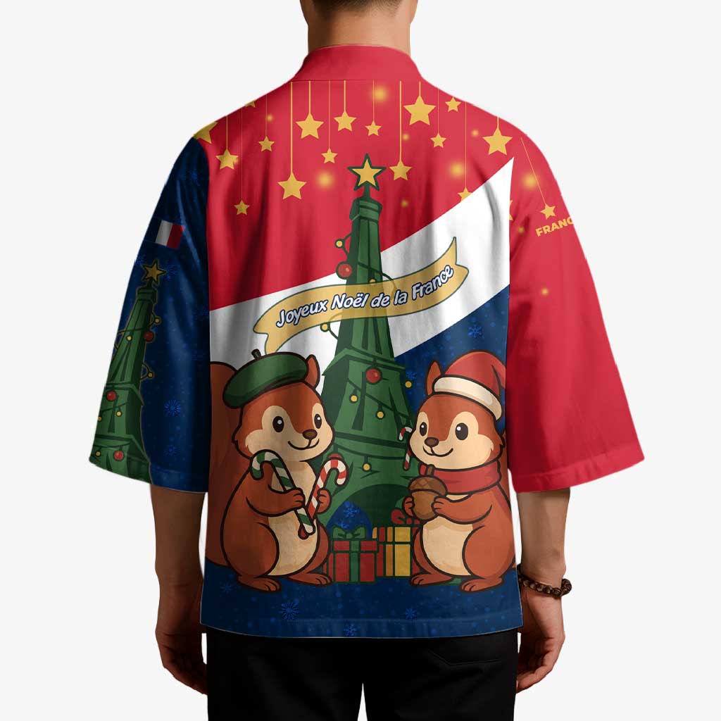 France Christmas Kimono with Eiffel Tower Chipmunks Candy Canes and Starry Night Design - Wonder Print Shop