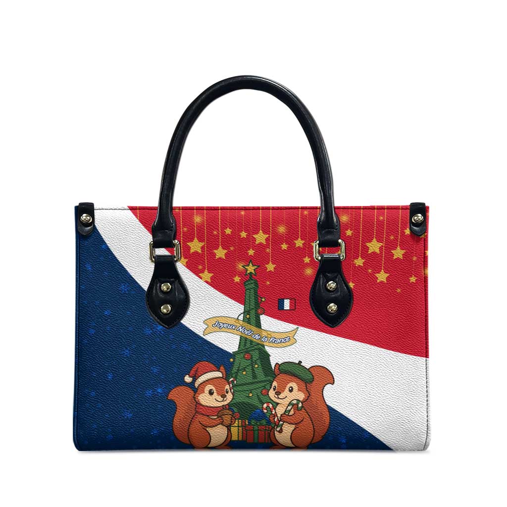 France Christmas Leather Bag with Eiffel Tower Chipmunks Candy Canes and Starry Night Design - Wonder Print Shop