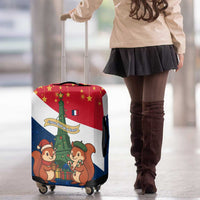 France Christmas Luggage Cover with Eiffel Tower Chipmunks Candy Canes and Starry Night Design - Wonder Print Shop