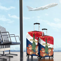 France Christmas Luggage Cover with Eiffel Tower Chipmunks Candy Canes and Starry Night Design - Wonder Print Shop