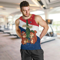 France Christmas Men Tank Top with Eiffel Tower Chipmunks Candy Canes and Starry Night Design - Wonder Print Shop