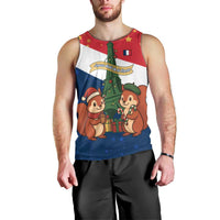 France Christmas Men Tank Top with Eiffel Tower Chipmunks Candy Canes and Starry Night Design - Wonder Print Shop