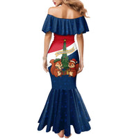 France Christmas Mermaid Dress with Eiffel Tower Chipmunks Candy Canes and Starry Night Design - Wonder Print Shop