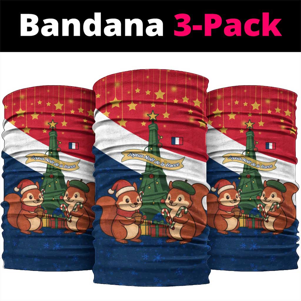 France Christmas Neck Gaiter with Eiffel Tower Chipmunks Candy Canes and Starry Night Design - Wonder Print Shop