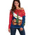 France Christmas Off Shoulder Sweater with Eiffel Tower Chipmunks Candy Canes and Starry Night Design - Wonder Print Shop