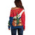 France Christmas Off Shoulder Sweater with Eiffel Tower Chipmunks Candy Canes and Starry Night Design - Wonder Print Shop