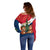 France Christmas Off Shoulder Sweater with Eiffel Tower Chipmunks Candy Canes and Starry Night Design - Wonder Print Shop