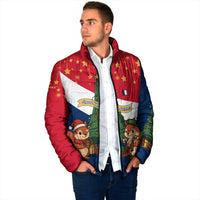 France Christmas Padded Jacket with Eiffel Tower Chipmunks Candy Canes and Starry Night Design - Wonder Print Shop