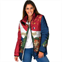 France Christmas Padded Jacket with Eiffel Tower Chipmunks Candy Canes and Starry Night Design - Wonder Print Shop